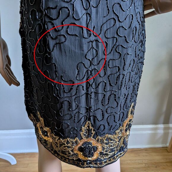 Vintage 90s Stenay Silk Cocktail Dress Mini Beaded Whimsigoth Evening Size 6 - Picture 6 of 13